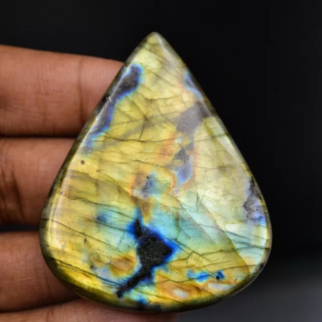 Huge Size Full Fire Cts. 187.85 Natural Labradorite Cabochon Pear Loose Gemstone