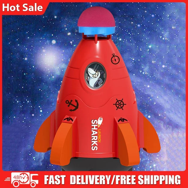 Space Rocket Sprinklers Rotating Water Powered Launcher Summer Fun Toys (Red)
