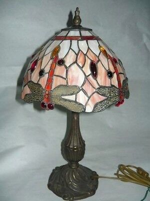 Lampada Abatjour stile Tiffany in ottone con libellule lavorazione artigianale