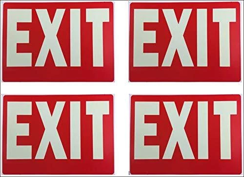 Glow-in-The-Dark Exit Sign, 12 by 8 Inches