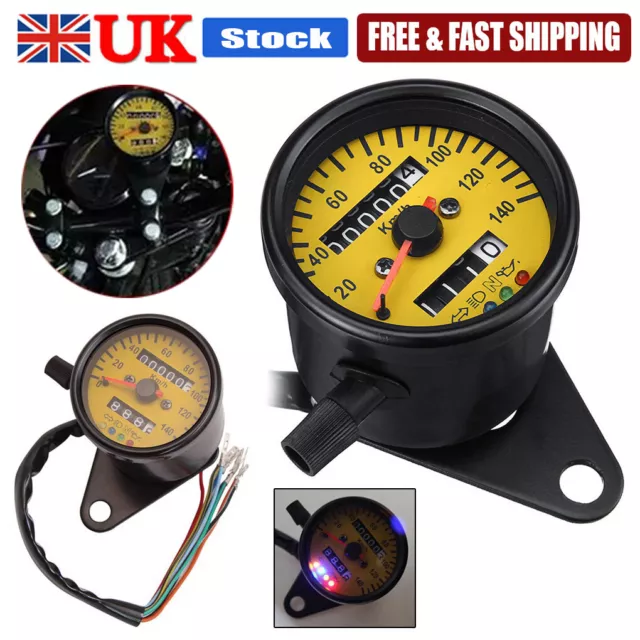 Universal Motorcycle Odometer Speedometer Tachometer Speedo Gauge LED Light US