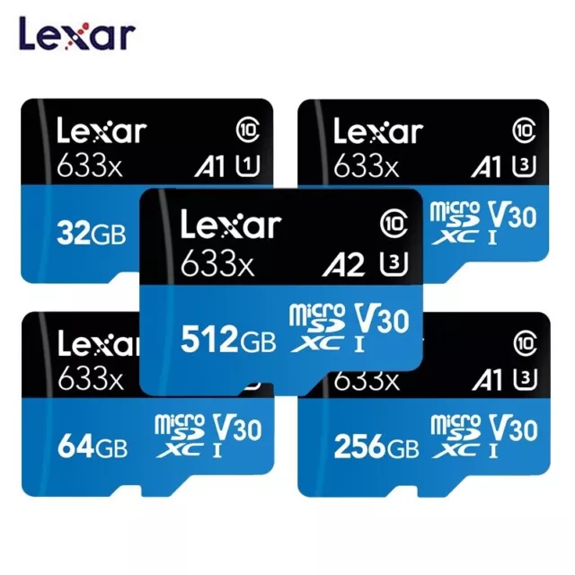 Lexar Micro SD Memory Card 32GB 64GB 128GB 512GB Micro SD SDHC SDXC