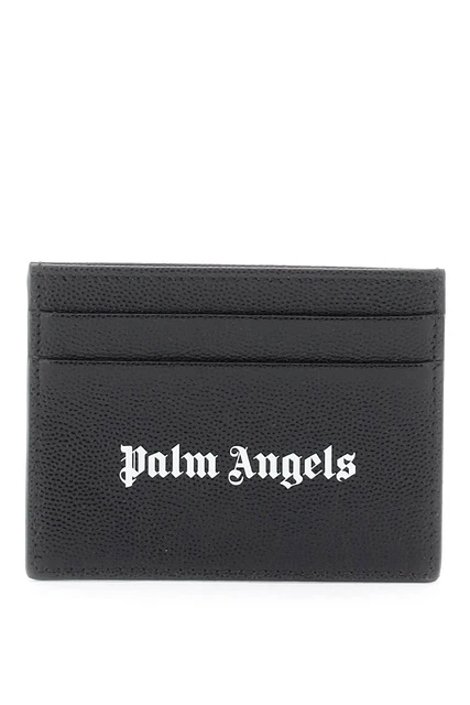 NEW Palm angels logo cardholder PMND008S23LEA003 BLACK WHITE AUTHENTIC NWT