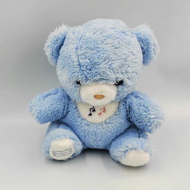 Doudou Peluche ours bleu blanc pouet BOULGOM - 33101