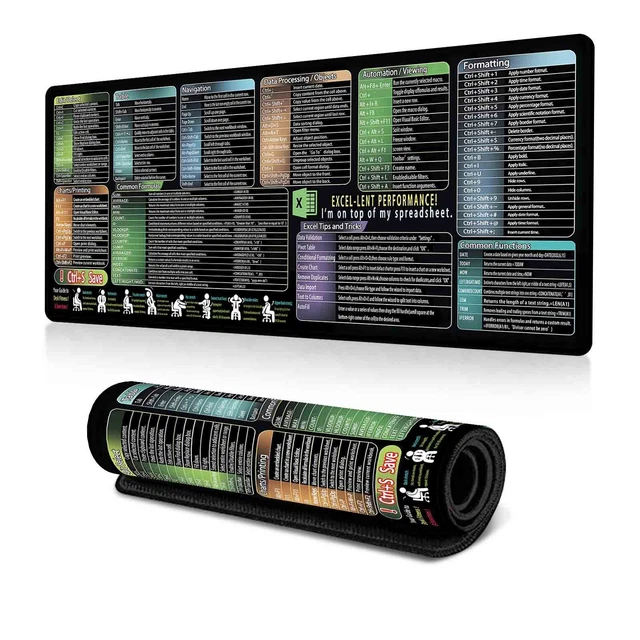 2025 EXCEL CHEAT Sheet Desktop Mat Shortcuts Mouse Pad Shortcuts Wrist ...
