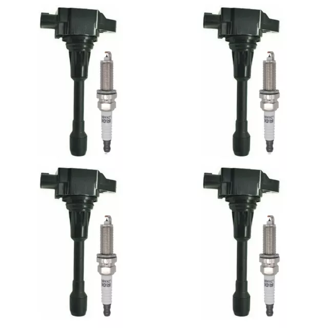 4X Ignition Coil + 4 Spark Plug for Nissan Altima Cube Rogue Infiniti FX50 UF549