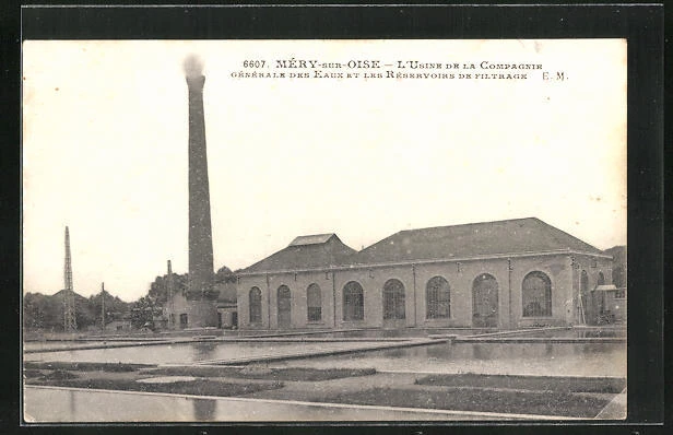 CPA Méry-sur-Oise, L'Usine de la Compagnie Générale des Eaux et les Reservoirs