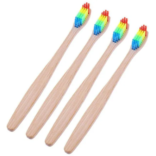 4 pezzi spazzolini da denti maniglia in bambù naturale spazzolino morbido per il