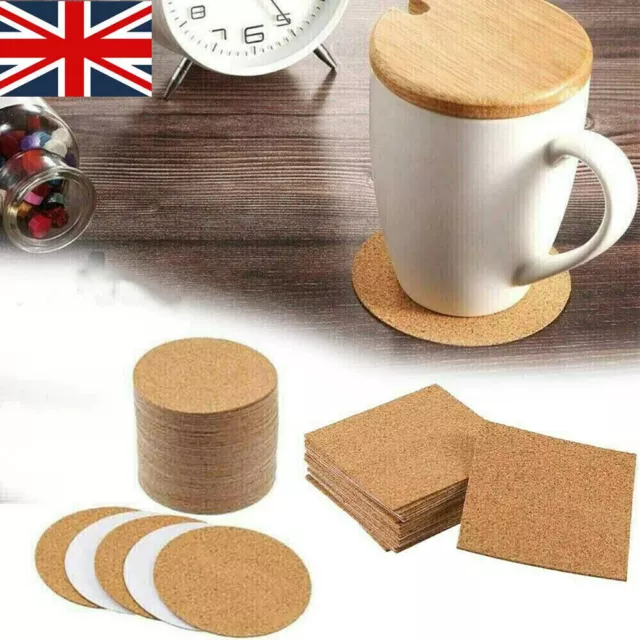 60pcs, Cork Coasters, Self Adhesive Cork Coasters, Heat Insulation Solid  Color Table Pad, Round Cork Pads, For Coasters And DIY Craft Supplies,  Kitche