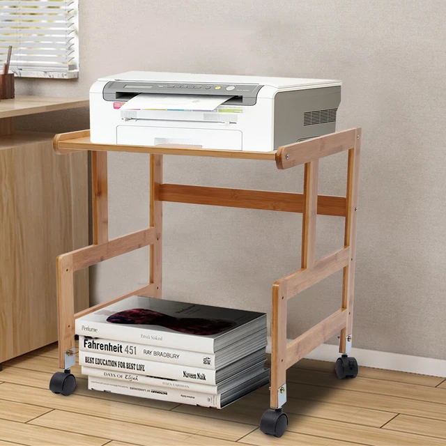 PRINTER STAND ROLLING Printer Cart Under Desk With Storage Shelf Book