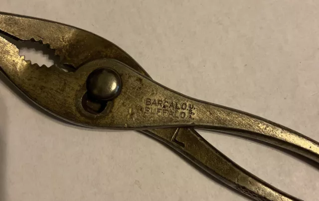 Vintage Barcalo Buffalo USA 6 1/2” Slip Joint Bent Nose Pliers Rare