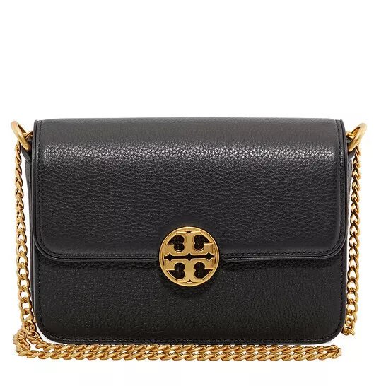 NWT TORY BURCH CHELSEA Mini Bag Shoulder Crossbody Leather Black Gold New