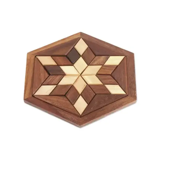 Jeu de jeux de puzzle en bois de forme hexagonale, puzzles 3D pour...