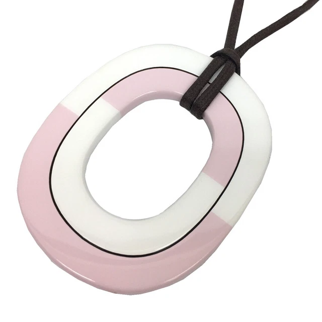 Hermes Isthme Isum Color Block Pendant Buffalo Horn Necklace Lacquer Choker Whit