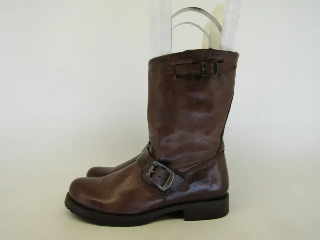 FRYE Womens Sz 8 B Brown Leather Buckle Engineer Motorcycle Riding Boots