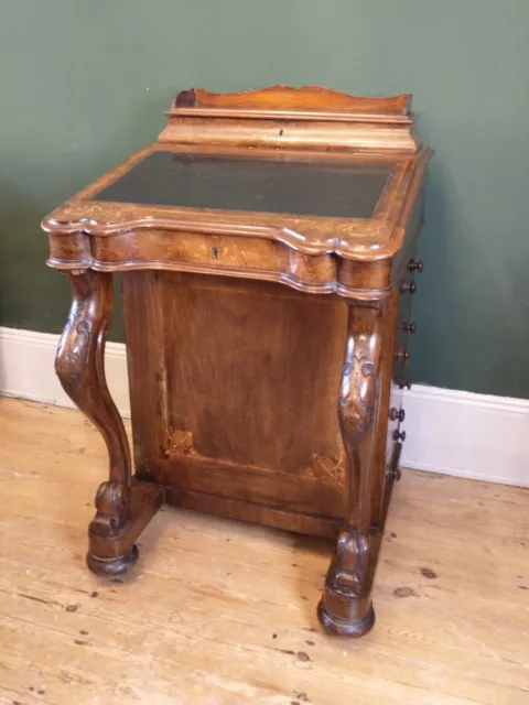 Lovely Antique Victorian Burr Walnut Inlaid Davenport Desk