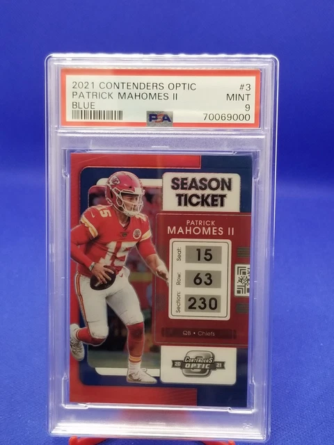 Patrick Mahomes II 2021 Contenders Optic Season Ticket Blue #3 71/99 PSA 9 MINT