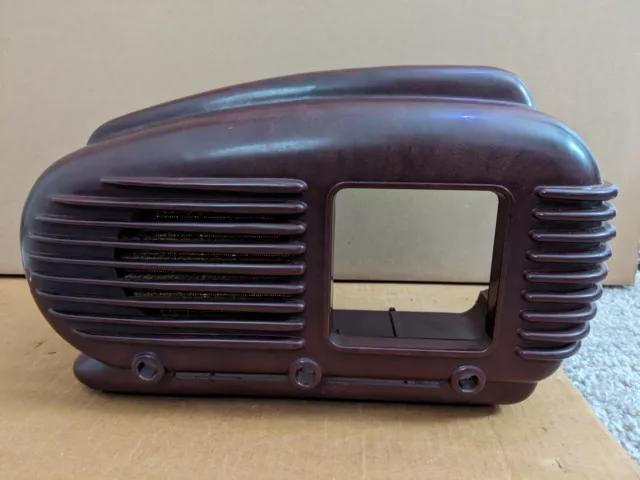 Tesla Talisman Tube Radio 308U Original Part - Maroon Bakelite Cabinet (Cracked)