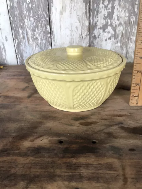 Robinson Ransbottom Pottery Yellow Lidded CrocK RRP Co Roseville Ohio Crown RARE