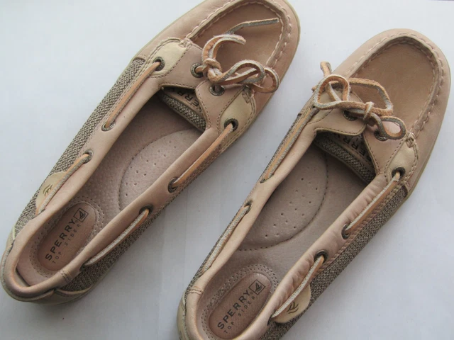 Sperry Top Sider Women's Boat Shoes Size 8.5 M Tan Leather Angelfish Gold Casual
