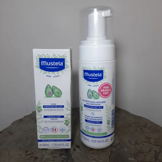 Mustela Cradle Cap Cream (1.35 oz) & Cradle Cap Foam Shampoo (5.07 oz)