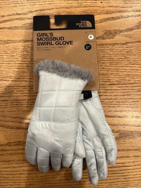 NWT The North Face Youth Girl's Mossbud Swirl Glove ICE BLUE/MELD GREY SMALL