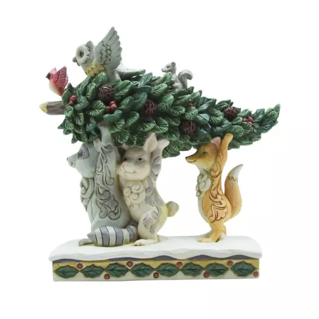 Jim Shore Heartwood Creek: White Woodland Animals Carry Tree Figurine 6012685