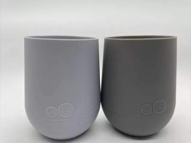 2 ez pz Tiny Cup (Grays ) - 100% Silicone Training Cup for Infants 12+ Months