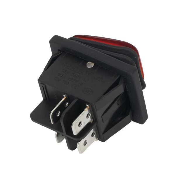 Interrupteur à Bascule 12V 20A 12MM Avec Couvercle Rouge Rabattable De