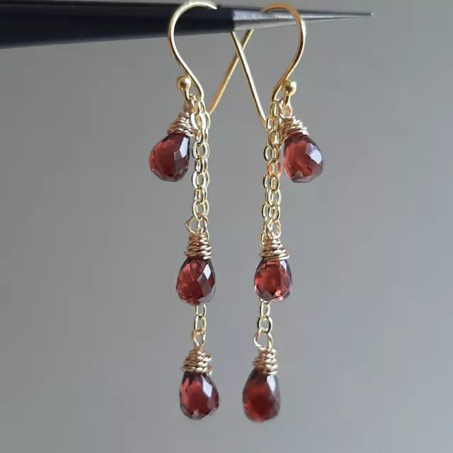 boucles d'oreilles dormeuses pierre précieuse grenat en argent 925 plaqué or
