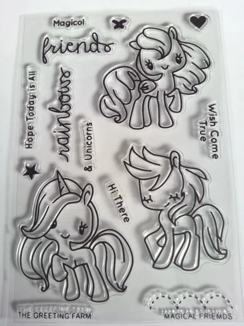 15 Clear Silicone Stamp Unicorn's Heart Star Sentiment Card Making Scrapbook Art