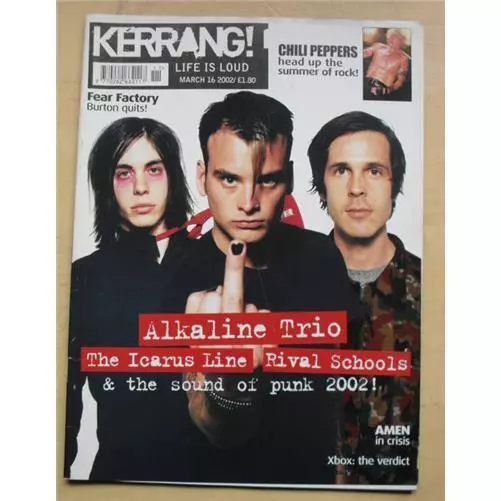 Alkaline Trio Kerrang No.895 Magazine March 16 2002 Alkaline Trio Cover With Mor