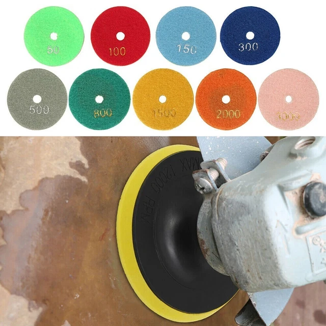 Set 11 pezzi dischi lucidanti diamantati per granito marmo pietra calcestruzzo 3 pollici