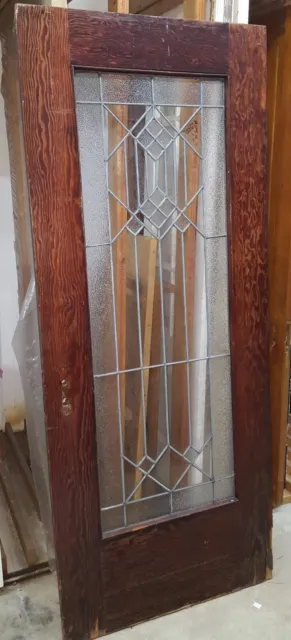 Pine and Leaded Textured Diamond Pattern Full View Glass Interior Door 3