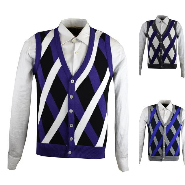 Maglione Smanicato Uomo Lana Cardigan Giacca Con Bottoni Gilet Senza Maniche m l