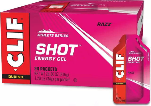 Clifbar Clif Shot Energy Gel - Razz - Athlete Series - 1.2 oz, 24 Pack