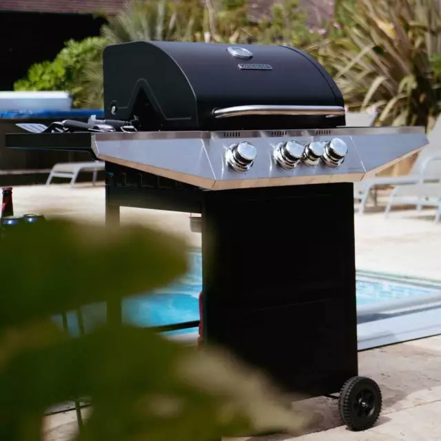 Tennessee 3 Burner Grill Gas BBQ with Side Burner - Black - Cookology