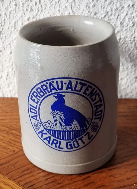 Toller 0,5 L. Steingut Bierkrug - Adlerbräu Altenstadt Karl Götz Geislingen 1930
