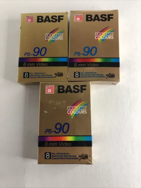 3 X BASF 90 Metal Video 8 Blank Cassette Tape P5-90