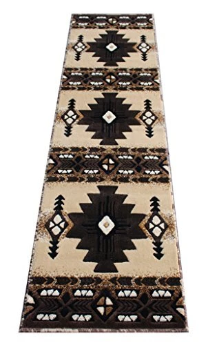 Southwest Native American Runner Area Rug Berber Beige Concord Design C318 (2...