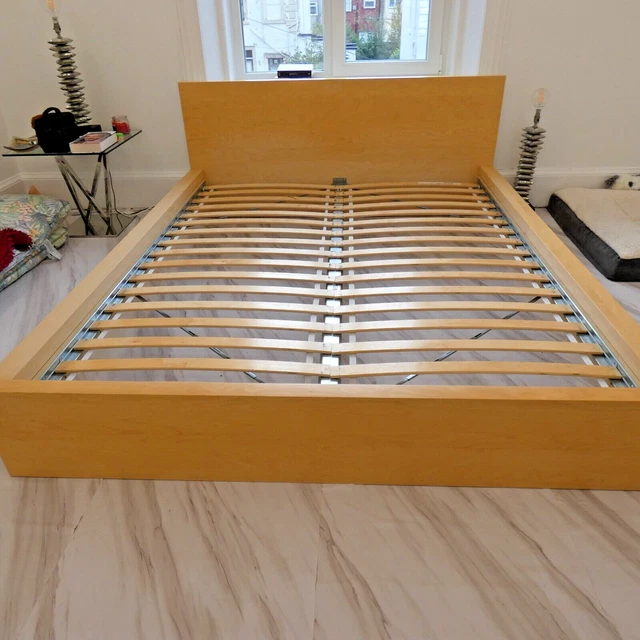 IKEA MALM BED Frame King Size Oak Complete Very Good Length 209 cm