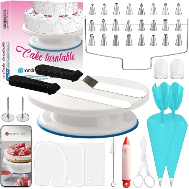 11 Inch Cake Turntable (28CM) with 39 Pcs Decorating Kit, Cake Decorating Set,UK