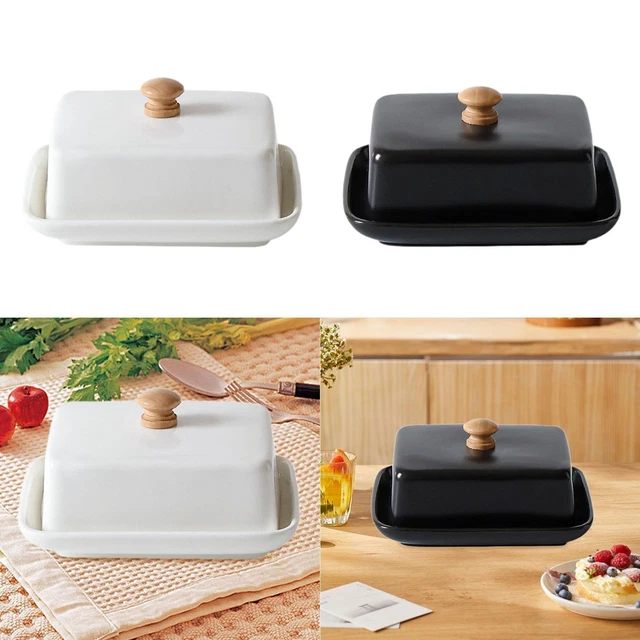 Beurrier Noir Hermétique Avec Couvercle - Récipient Plastique Pour Beurre, Fromage | Accessoire Cuisine Moderne