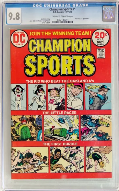 Champion Sports #1 (Oct-Nov 1973, DC) CGC 9.8 NM/MT Joe Simon story Oakland A's
