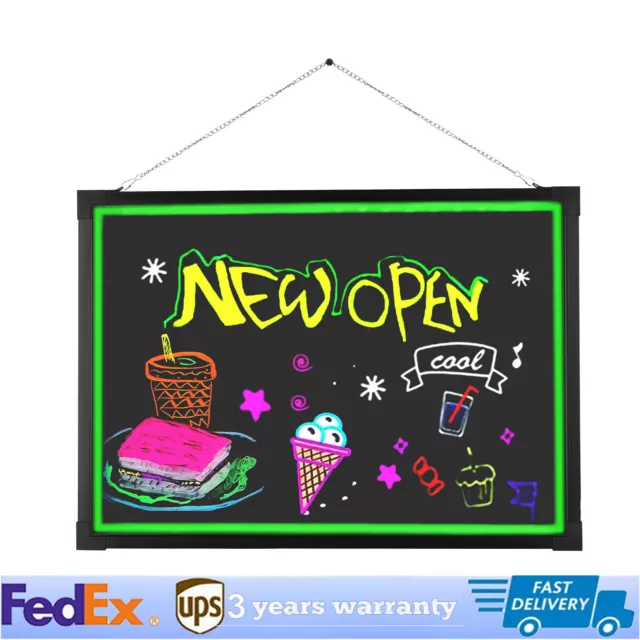 Large LED Writing Board Flashing Illuminated Erasable Neon Message Sign 24x32in