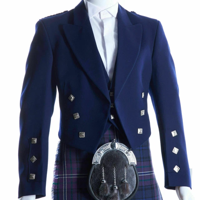 SCOTTISH BLUE WOOL Prince Charlie Jacket for Men Scottish Wedding