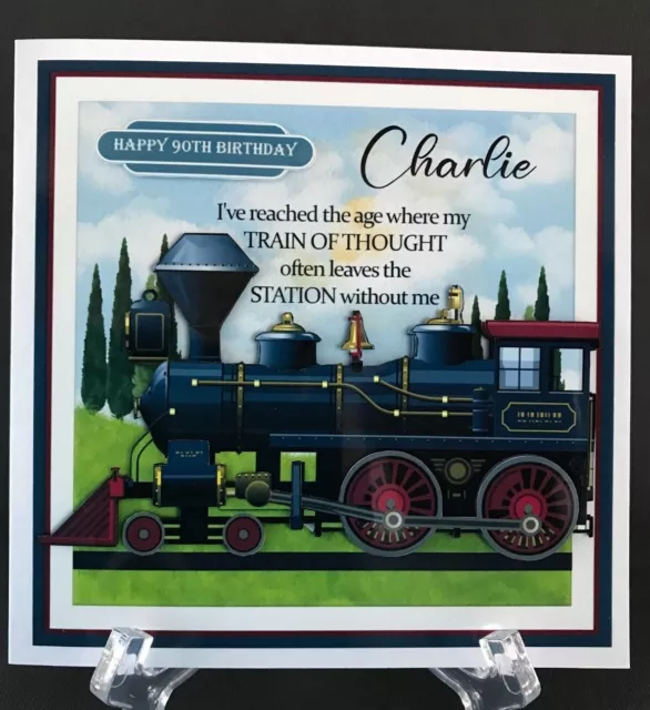 30 40 50 60 70 80 90 100 ANY AGE Train Steam Train Handmade 3D Birthday Card