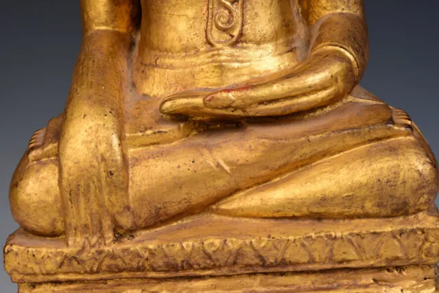 18th Century, Shan, Antique Tai Yai Burmese Wooden Seated Buddha 4