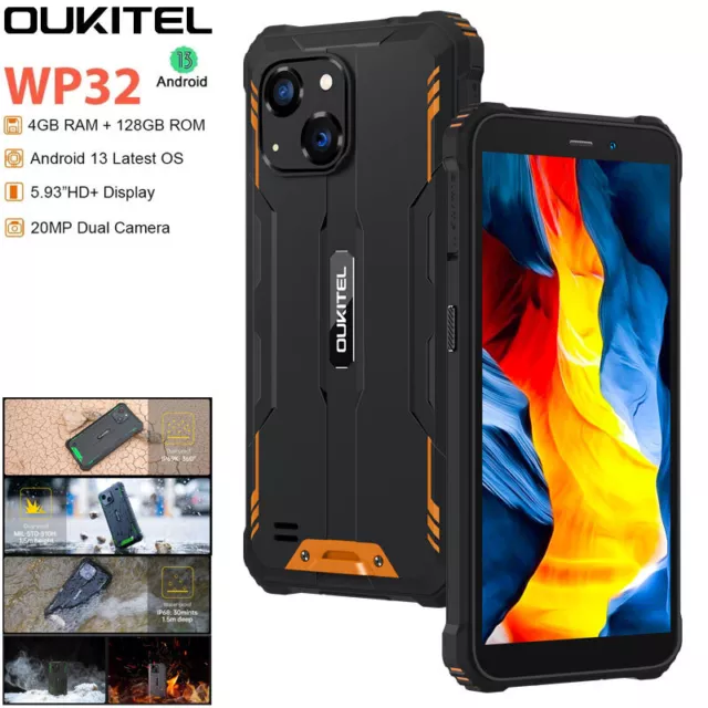 OUKITEL WP32 Rugged Cell Phone 4GB+128GB 6300mAh 5.93 HD+ Mobile phone  Android 13 20MP Dual Camera Smartphone - AliExpress