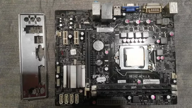 PLACA BASE ECS H61H2-M2(V1.0) LGA 1155 + CPU i3 + 4 gb de RAM + CHAPA TRASERA